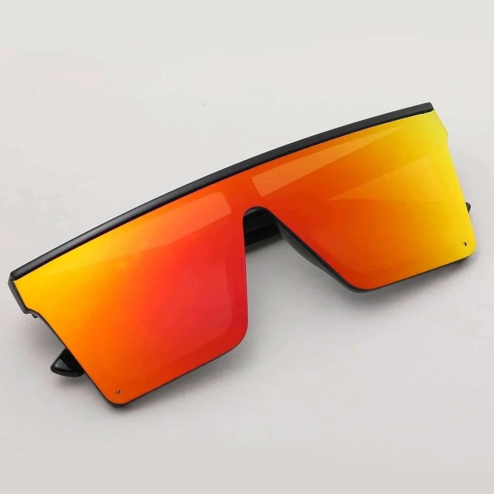 Oversized Shield Sunglasses Flat Top Mirrored‎ Lens Fashion Sun Glasses Luxury